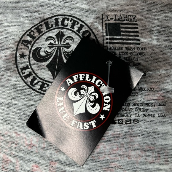 Affliction Men's Short Sleeve Graphic T-shirt -Gray/Black -Various Sizes- NWT - Picture 8 of 9